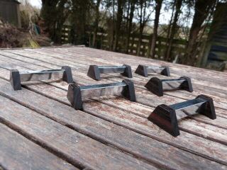 RARE SET OF SIX VINTAGE MODERNIST MID CENTURY DANISH CHROME & TEAK KNIFE RESTS. 2