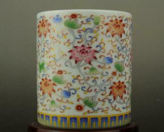 Chinese Old Hand - Made Famille Rose Porcelain Hand Painted Flower Brush Pot B02