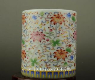 Chinese old hand - made famille rose porcelain Hand painted flower brush pot b02 3