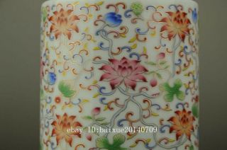 Chinese old hand - made famille rose porcelain Hand painted flower brush pot b02 5