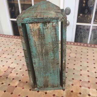 Large Primitive Distressed Wooden Tool Box Planter Farm House Home Decor Green 3