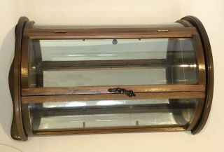 Vtg Curved Glass Mini Curio Cabinet Wood Display Case Shelves Wall Table - top B 6