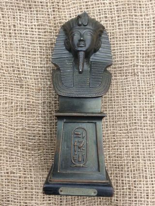 Antique Art Deco Egyptian Revival Bust Of Tut Ankh Bronzed White Metal C1920s