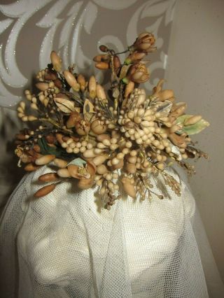 C.  1890 Antique French Waxed Blossom Wedding Couronne