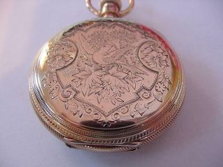 AWESOME 1896 SOLID 14k GOLD HUNTING CASE ANTIQUE ELGIN WATCH 2