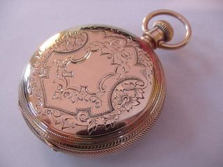 AWESOME 1896 SOLID 14k GOLD HUNTING CASE ANTIQUE ELGIN WATCH 4