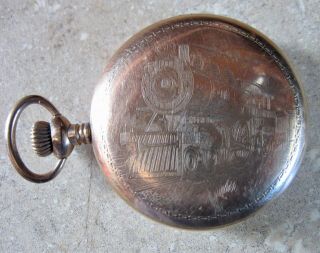 3 ANTIQUE POCKET WATCHES UNKNOWN MOVEMENTS ONE FEATURES TRAIN 4