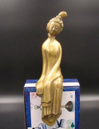 Collectible Handmade Carving Statue Copper Brass People Ancient Beauty