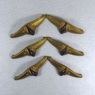 Set Of Six Art Deco Vintage Brass Drawer Pulls