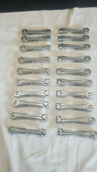 10 Pairs Of Vintage Chrome Column And Heart Topped Stair Carpet Grips
