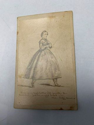 Anti Confederate Civil War Cdv ? Mrs.  Jefferson Davis In A Dress Dagger Parody