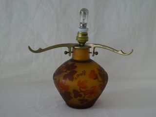 French Cameo Glass Galle Style Vase Table Lamp