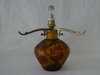 French Cameo Glass GALLE Style Vase Table Lamp 3