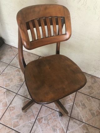Antique Industrial Office Rolling Desk Clerk Chair Tilt Swivel Height Adjustable