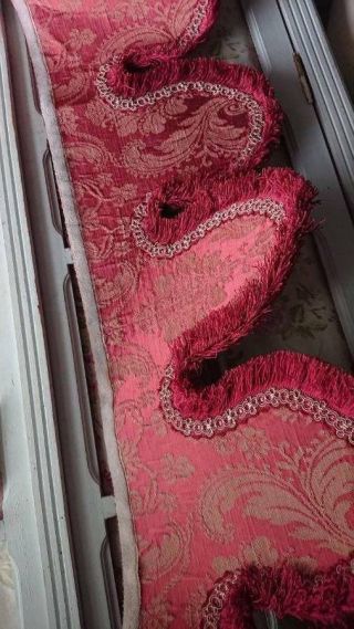 ANTIQUE FRENCH SILK BROCADE CANTONNIERE VALENCE PELMET c1900 8