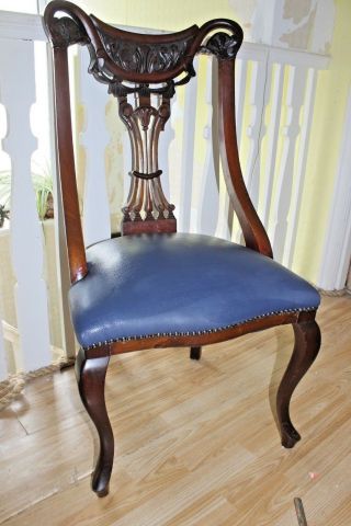 Antique Mahogany Nursing Chair,  Re - Upholstered,  Carved Back,