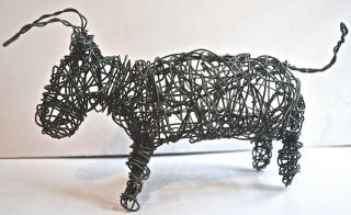 Vintage Mid Century Modernist Wire Bull Figural Sculpture
