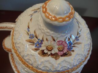 Vintage Handpainted Porcelain Italian Soup Tureen with Lid,  Ladle & Underplate 4