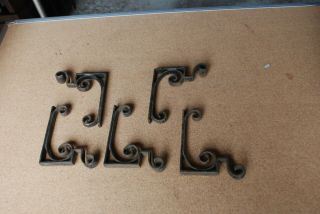 Five Small Antique Wrought Iron Shelf Brackets