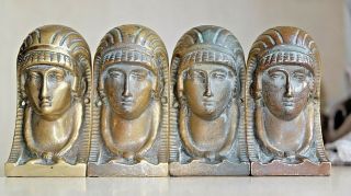 Four Vintage Art Deco Brass Tutankhamun Egyptology Adornment Figures