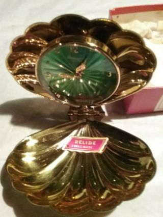 Vintage Relide Jewel Shell Clock - - Swiss Made - - Box - - Rare - - - - L@@k