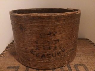 Antique Primitive Dry Measure E.  B.  Frye Wilton,  N.  H.  Pantry Box Furkin Grain Oak