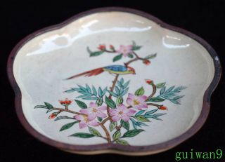 Collectable Ancient Old Chinese Cloisonne Paint Flower Bird King Usable Plates