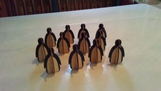 Mid - Century Modern - Wood Penguin Figurines Set of 12 - 2.  5 