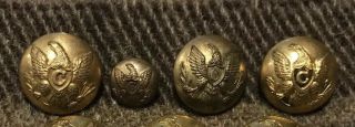 4 Civil War Eagle C Cavalry Officer Buttons 3 Large,  1 Small