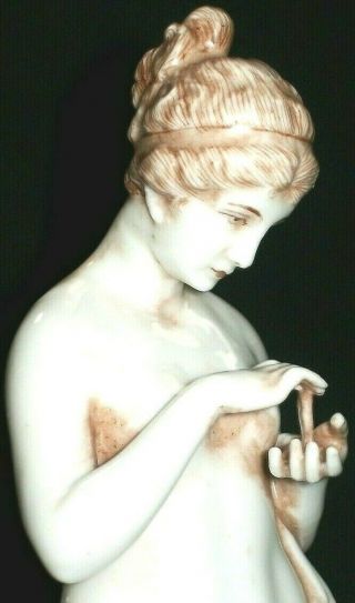 Antique German Dresden Kister Art Deco Nude Lady Goddess Porcelain Figurine