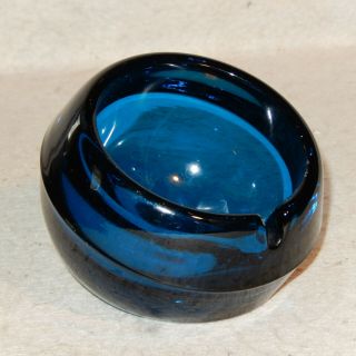 Viking Atomic Age Orb Sphere Mid Century Modern Glass Ashtray Cobalt Blue
