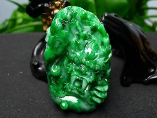 100 Natural Jade A Goods Hand - Carved Green Dragon Pendant 866