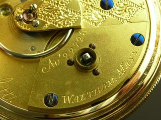 Antique 18s Waltham 1857 model key wind pocket watch.  14 k solid gold case.  1859 11