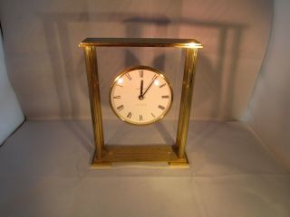 Vintage Hamilton Brass Mantel Clock Swiss Made In Germany Electronic Battery