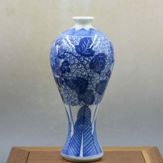 Chinese Blue And White Porcelain Hand - Painted The Peony Vases W Mark Qianlong