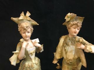 Antique Ernst Wahliss Turn Wien Austria porcelain Figurine girl & boy 2