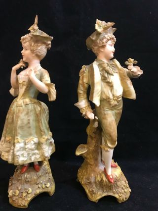 Antique Ernst Wahliss Turn Wien Austria porcelain Figurine girl & boy 3
