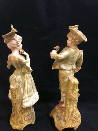 Antique Ernst Wahliss Turn Wien Austria porcelain Figurine girl & boy 5