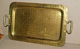 Antique Russian Hammered Solid Brass And Copper Tray Hallmark