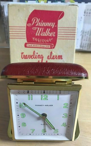 Phinney - Walker German Travel Wind - Up Alarm Clock Vintage W/box (a056)