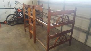 Vintage Solid Wood Maple Wagon Wheel Twin Bunk Beds