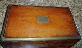 Antique Brass Bound Captain campaign Writing Lap Desk Box 15 i/2 in cond 3