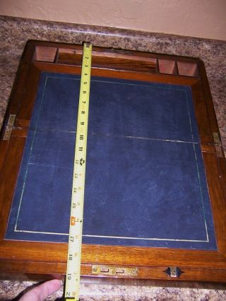 Antique Brass Bound Captain campaign Writing Lap Desk Box 15 i/2 in cond 5