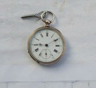 Rare Vintage Antique 1.  75 " Key Wind Silver Pocket Watch 8 Rubis Jewels & Key Nr