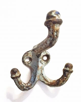 Architectural Antique Hardware Victorian Cast Iron Robe Coat Hook Chippy Paint