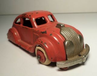 Vintage 1933 Pink Hubley Chrysler Airflow Cast Iron Nickel Take Apart Car 4.  5 "