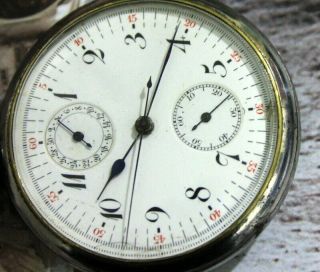 Minerva Chronograph Pocket watch open face case 53 mm in diameter 3