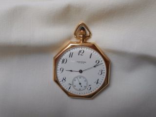 Waltham,  Pocketwatch,  1917,  14 K Yellow Gold,  Octagon,  17j,  Size 12s,  Open Face