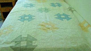 Antique Early 1900s Hand Made Cotton Monkey Wrench Quilt 72 X 92