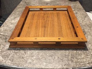 Dansk Jhq Danish Mid - Century Modern Teak Wood Tray 2 Tier Pegged Cheese Board
